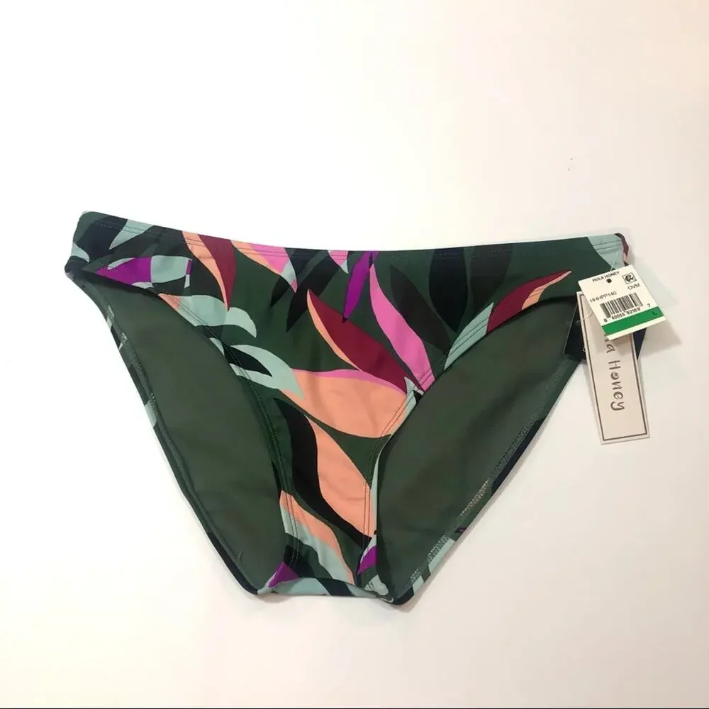 Hula Honey olive floral hipster bikini swim bottom